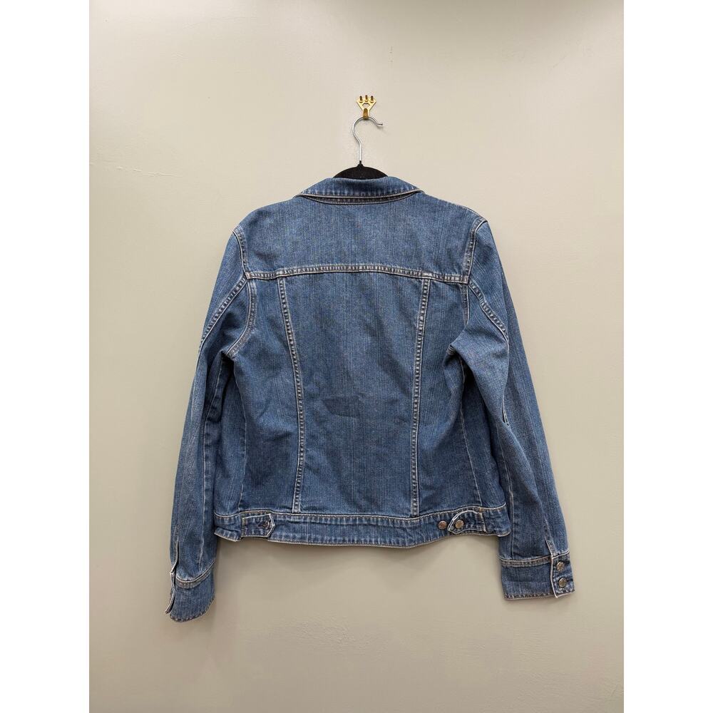 J.Crew Denim Jacket Women's Large Classic Trucker Jean Jacket Blue - Picture 3 of 3